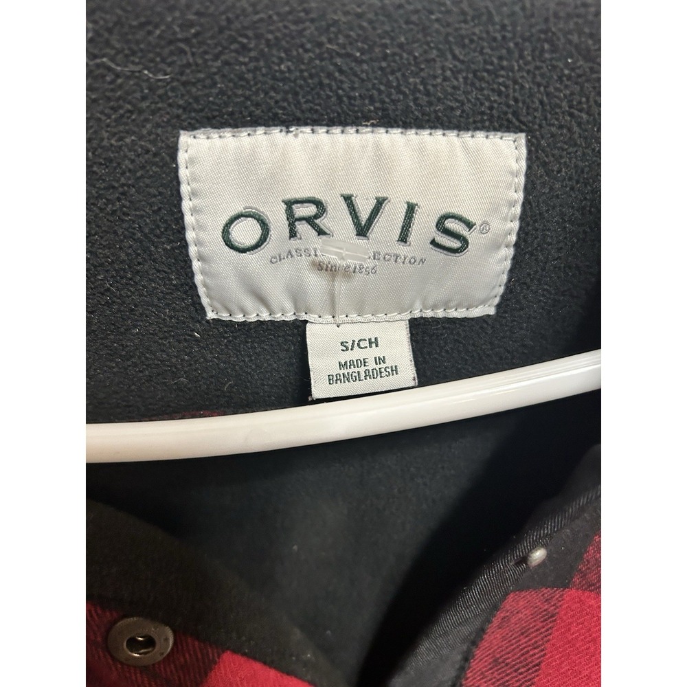 Orvis Fleece Lined Plaid Flannel Snap Shirt Jacket Shacket Red Black Women's S - Picture 3 of 4
